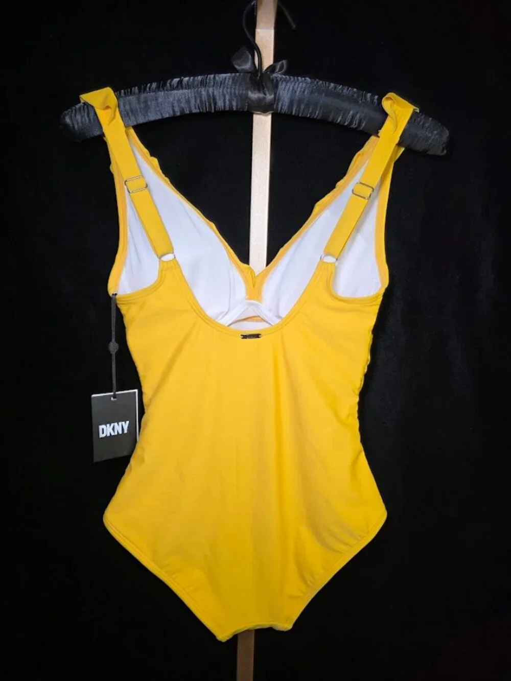 NWT DKNY Women's Ruffle Plunge Tummy Control One-Piece Swimsuit 6 - Picture 4 of 8